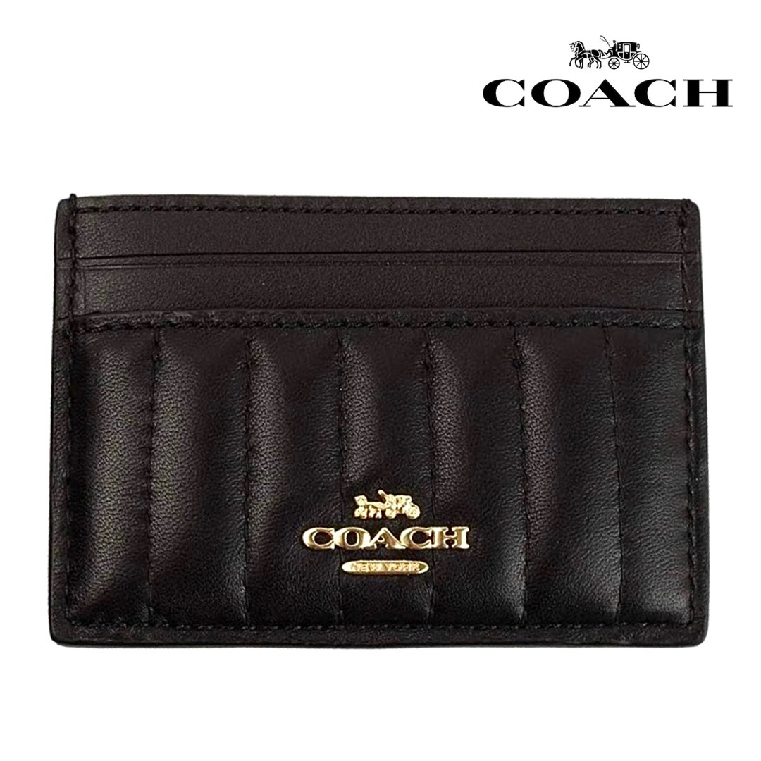 New Coach Original 2980 Black Card Case with Linear Quilting Men Women Card Holder with Full Set of Coach Package Luxury Bags Wallets on Carousell