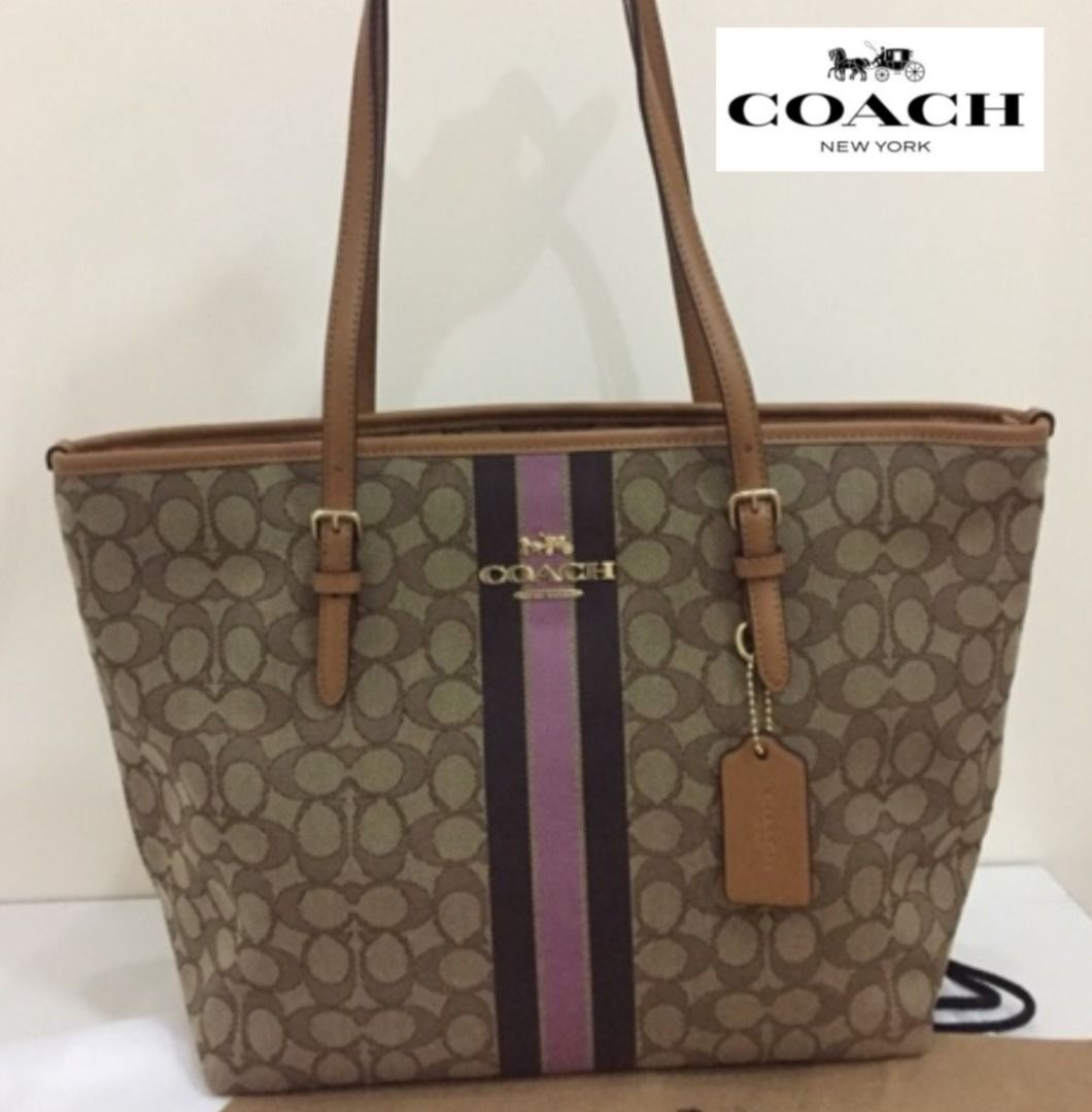 Monogram colorblock stripe hotsell shopper tote bag