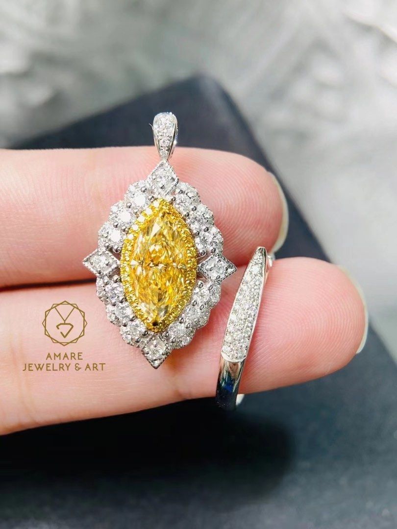 新品nice💛✨！ 2.003ct Yellow Diamond Ring & Pendant！ 有型shape