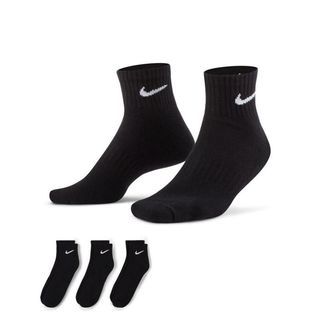 Nike Everyday Cushioned Ankle Socks Black White 3 Pairs Swoosh Logo Socks Size Large Brand New w Tags Plastic