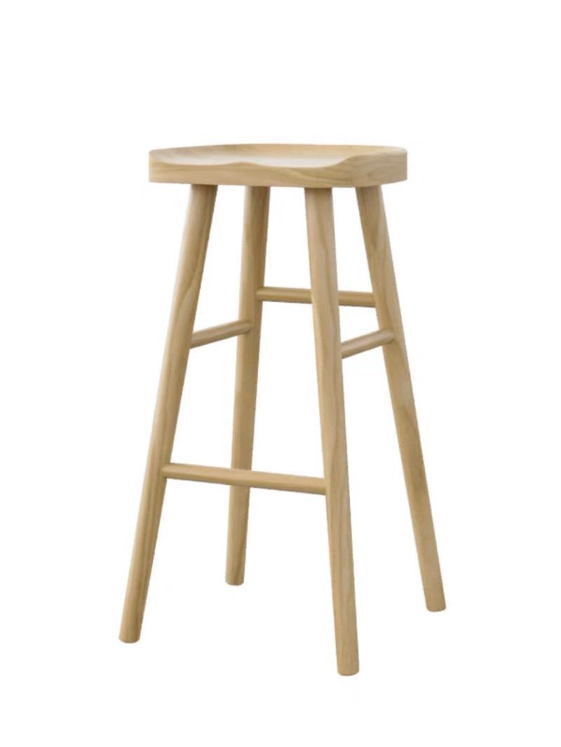 Nordic solid wooden bar chair modern minimalist high stool home bar