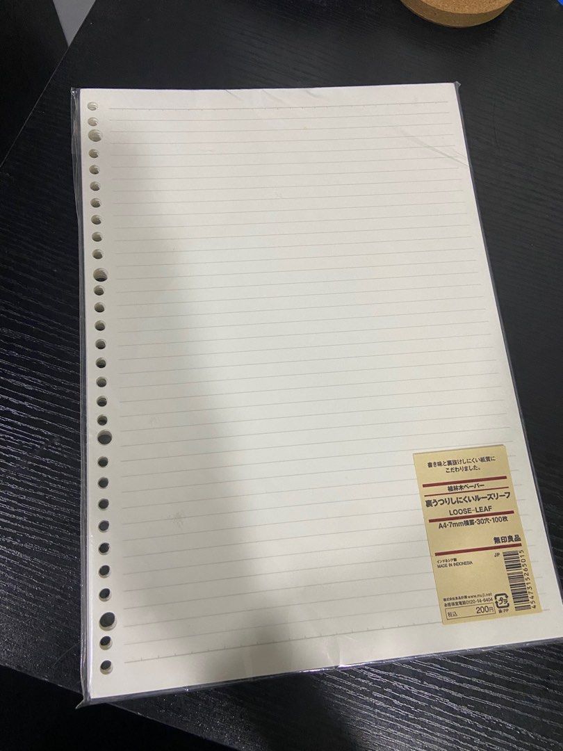 Original Muji A4 Clear Binder (30 Holes) with Loose Leaf, Dividers, and