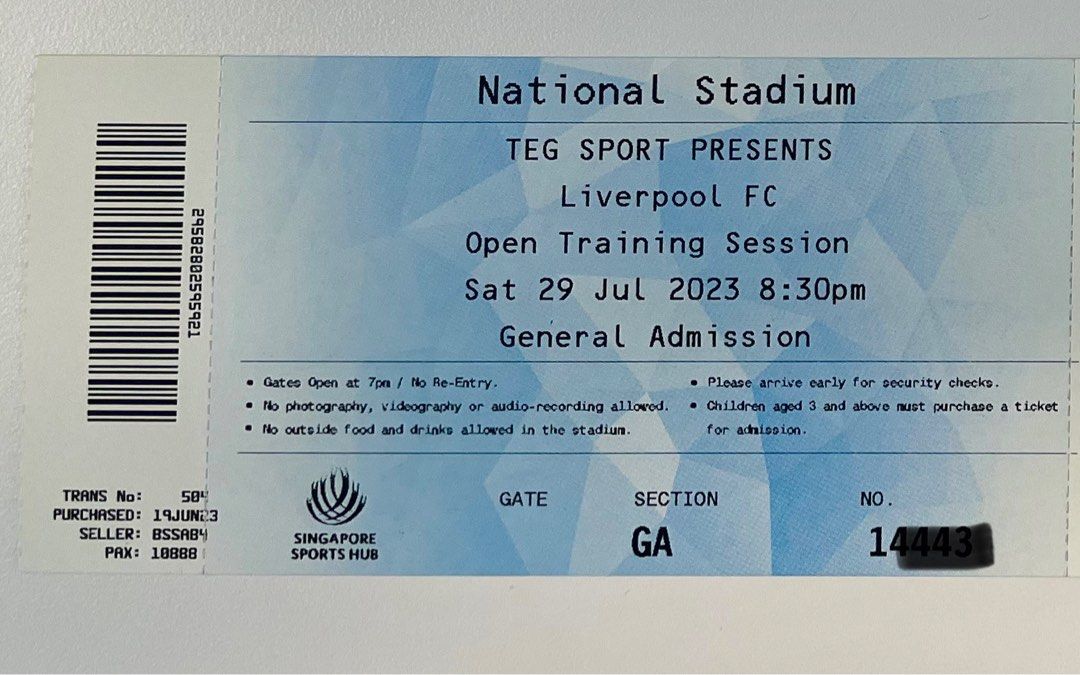 Pair of Liverpool FC Training Tickets, Tickets & Vouchers, Event