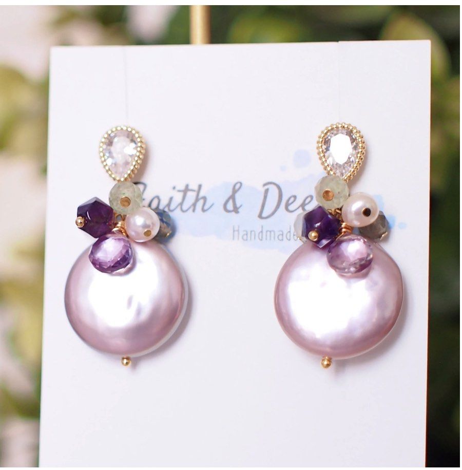 Iridescent lilac Pearl Earrings Women s Fashion Jewelry