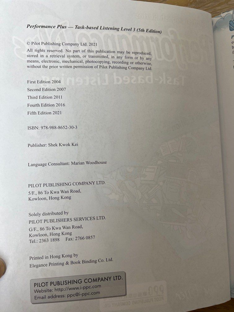 Performance Plus Task-based Listening 3 （分類：教科書）位於 Hong Kong。 由 popcorn328 提交（商品編號 1245361933，圖片 3）。簡介： 已做30頁左右。