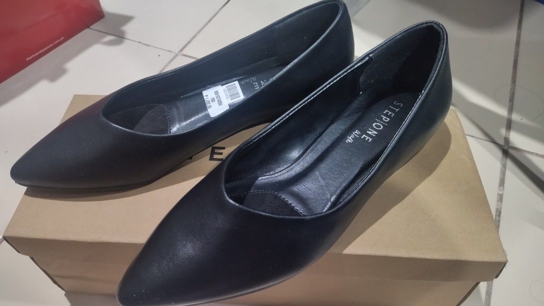 Plain black leather shoes cheap womens
