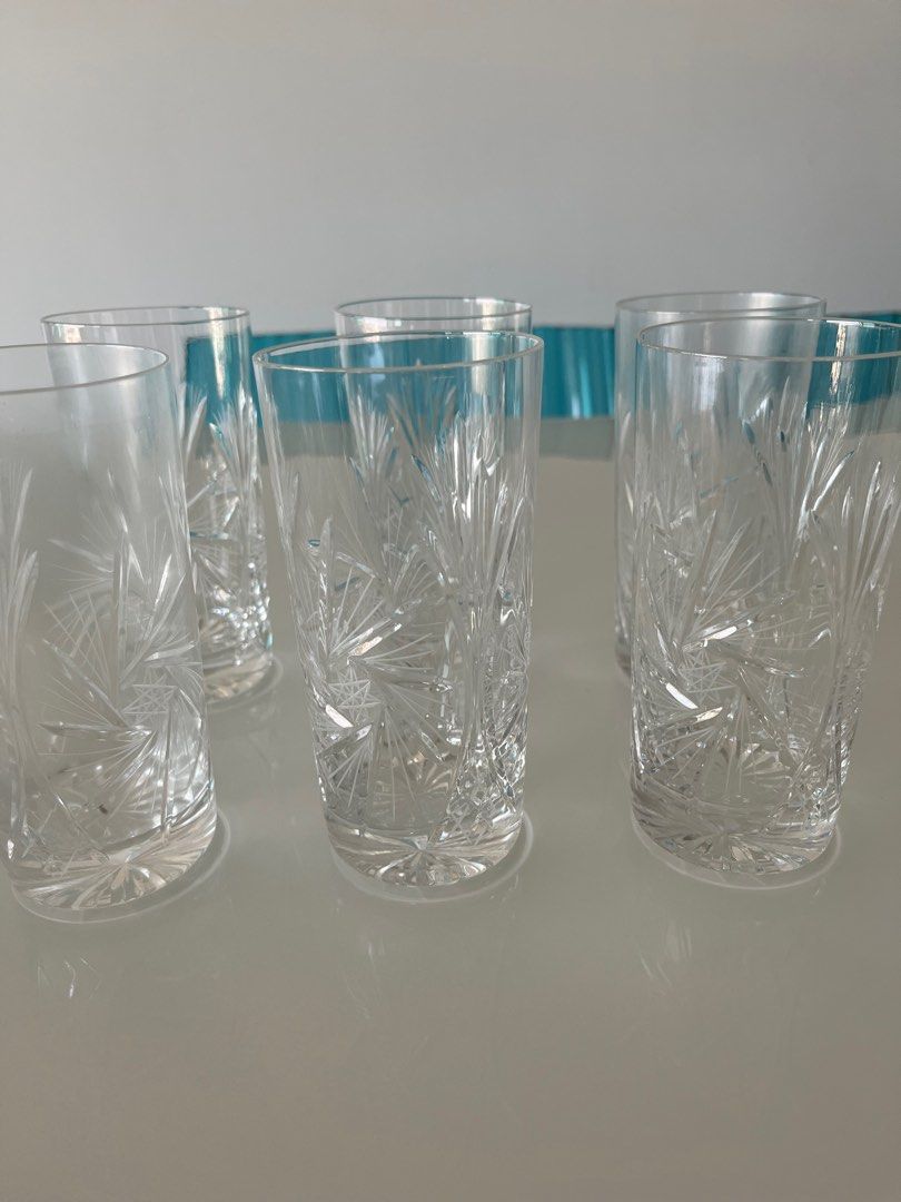 Polish crystal glasses set of 6, Furniture & Home Living, Kitchenware