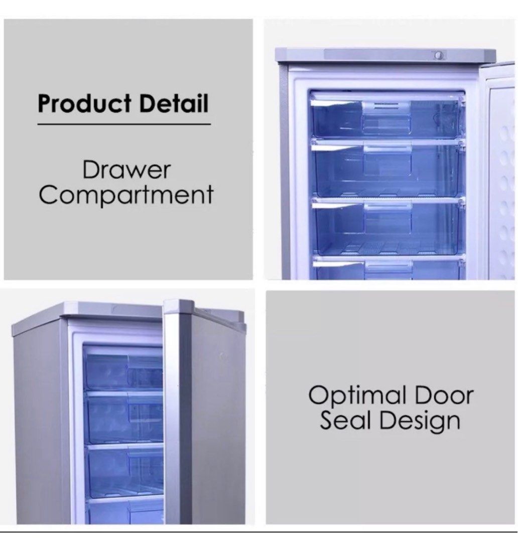 POWERPAC Upright Chest Freezer (BLACK), TV & Home Appliances, Kitchen