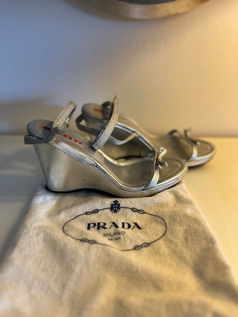 Silver wedge sandals size 6 discount