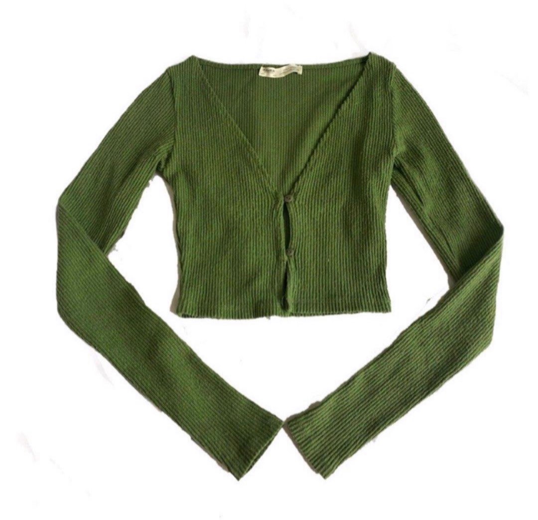 Pull&Bear Y2K Knit Crop Cardigan / Ribbed Outer / ala Brandy Melville