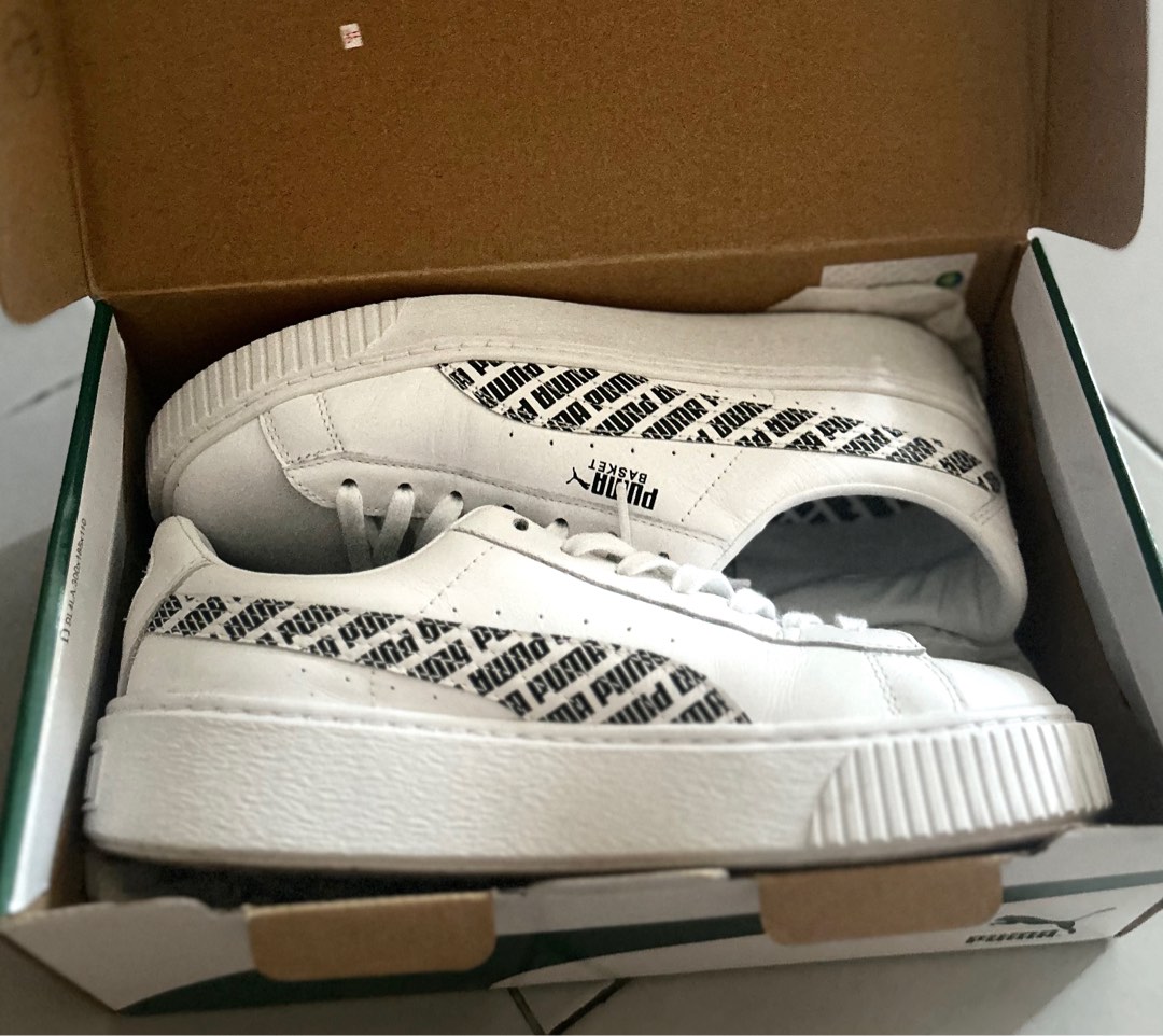 PUMA Basket Platform AOP White Black Sneakers Women s Fashion