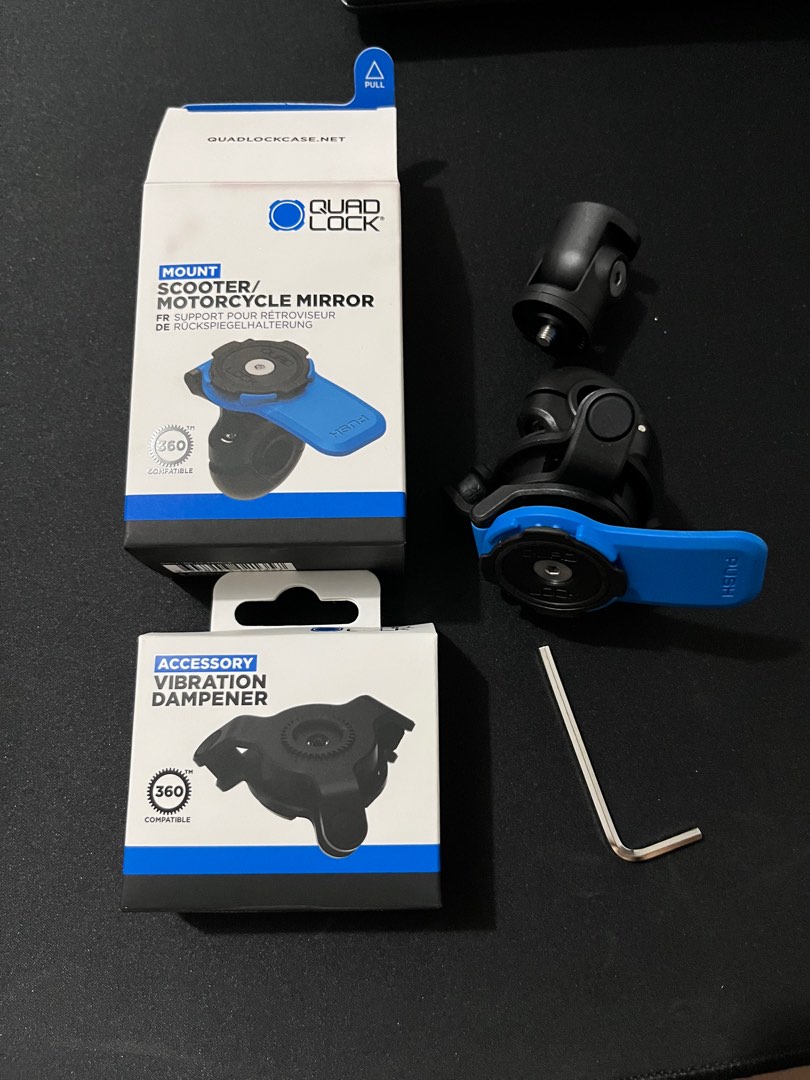 Quad lock mirror mount + vibration dampener + knuckle adaptor