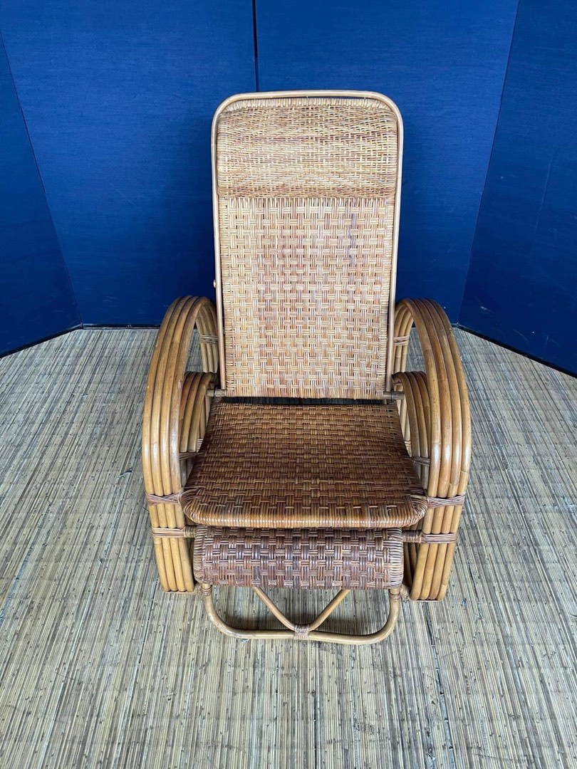 Rattan Recliner Chair w/ Footrest 24”L x 30”W x 15”SH Solid rattan In