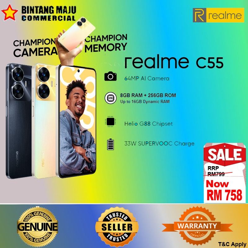 Realme C55 with 64 MP AI Camera & 33W SUPERVOOC charging