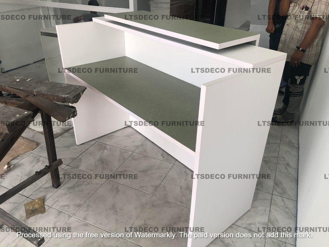 RECEPTION/COUNTER TABLE LAMINATED OFFICE PARTITION on Carousell