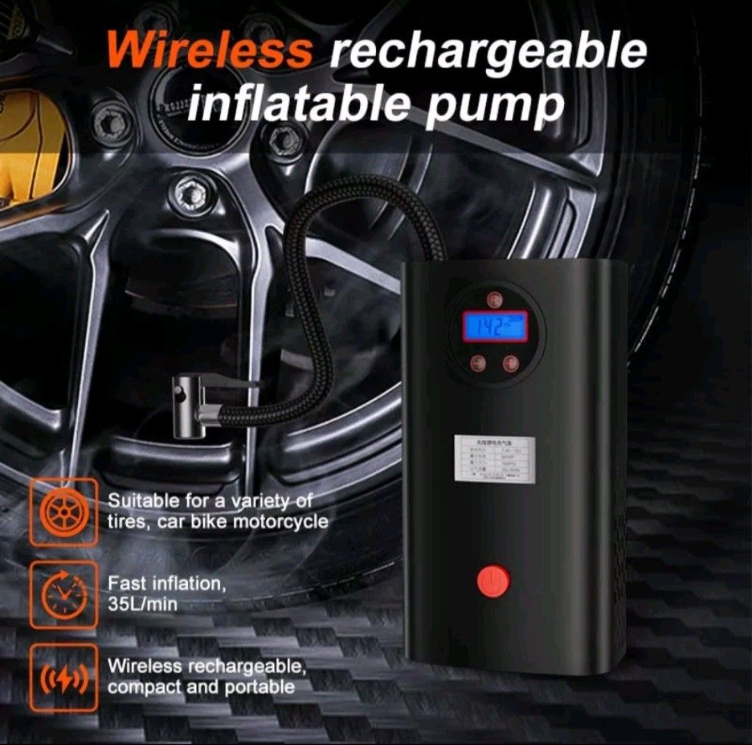 Rechargeable Portable Tire Inflator Air Pump Compressor (Category: Home Improvement Tools & Accessories) located in Cainta. Submitted by j.ownerss (Listing ID 1242294812, Image 3). Description: FOR SALE‼️ BRAND NEW RECHARGEABLE INFLATOR‼️ Very easy to use Can be used in tires of: Bicycle, Motorcycle, Car, Basketball etc. Instructions: 1. Press the "Settings" button of the digital display, adjust the unit in KG/CM 2. Press the adjustment button, a