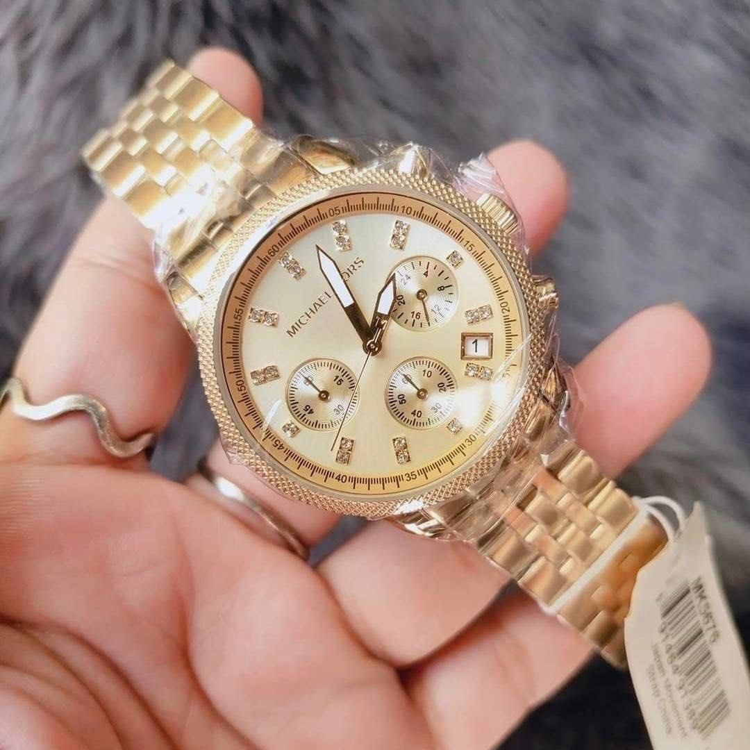 RESTOCK ORIGINAL MICHAEL KORS RITZ CHRONOGRAPH GOLD DIAL GOLD STEEL LADIES WATCH MK5676 Women s Fashion Watches Accessories Watches on Carousell