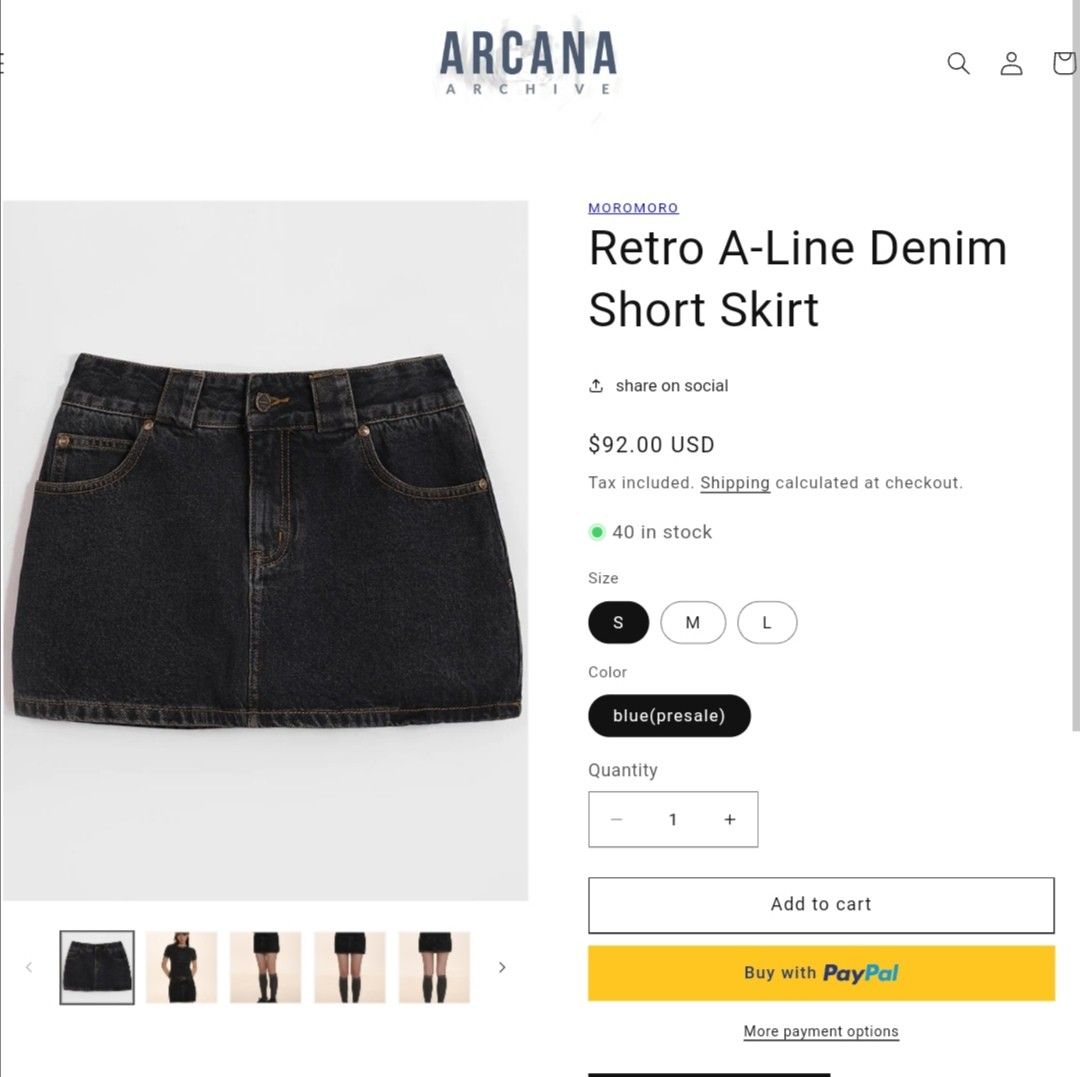 Retro A-Line Dark Denim Skirt, Women's Fashion, Bottoms, Skirts on