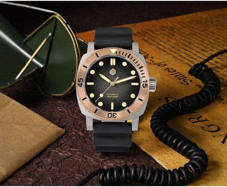 San Martin SN0125 Bronze Titanium Diver Men s Fashion Watches