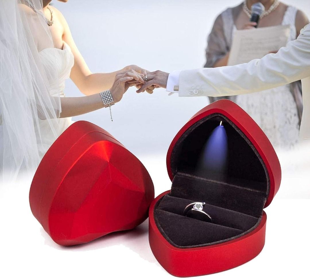 SG FREE DELIVERY Wislist Wedding Ring Box Heart Shaped Ring Box