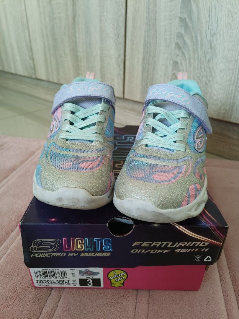 Authentic Skechers Kid Sneakers S Light Dazzle Flash UK2