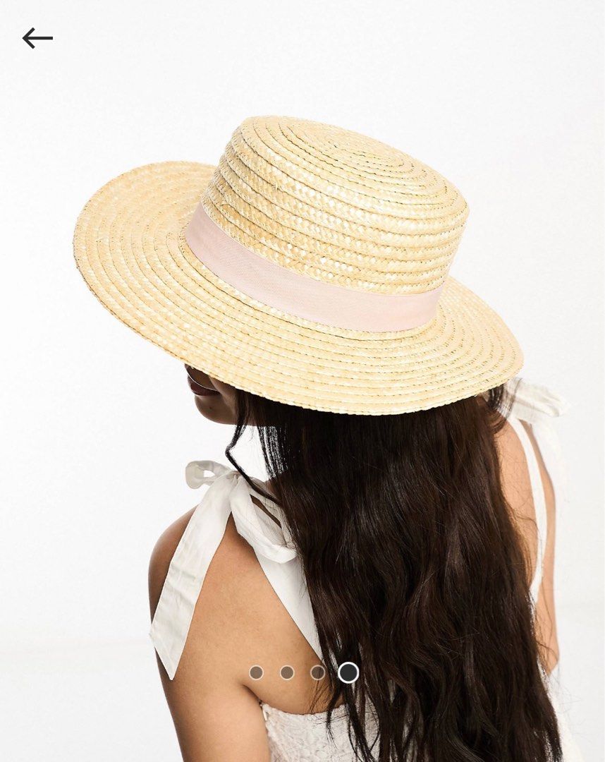 Chanel - Woven Straw Ribbon CC Embroidered Spring Summer Boater Hat - Size M