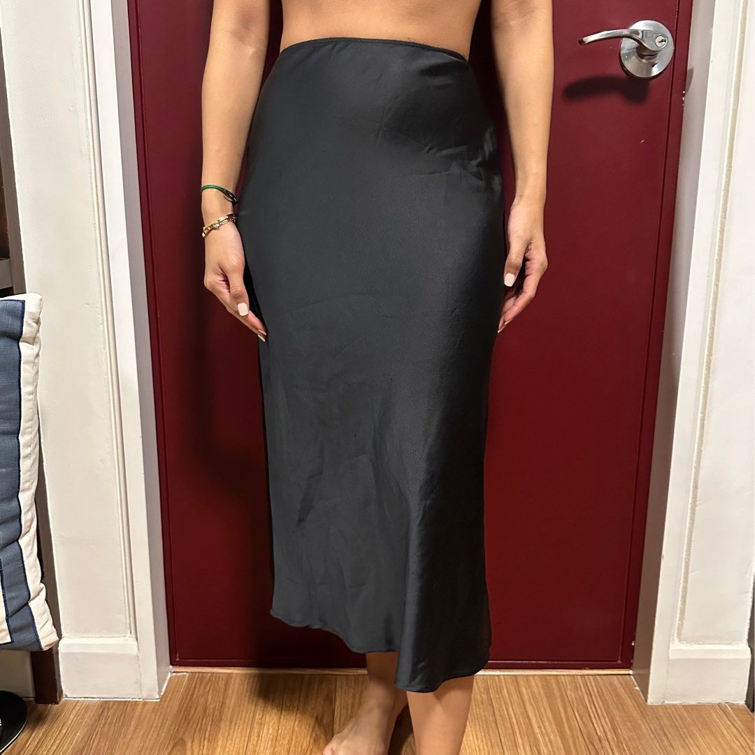 Black satin skirt topshop on sale