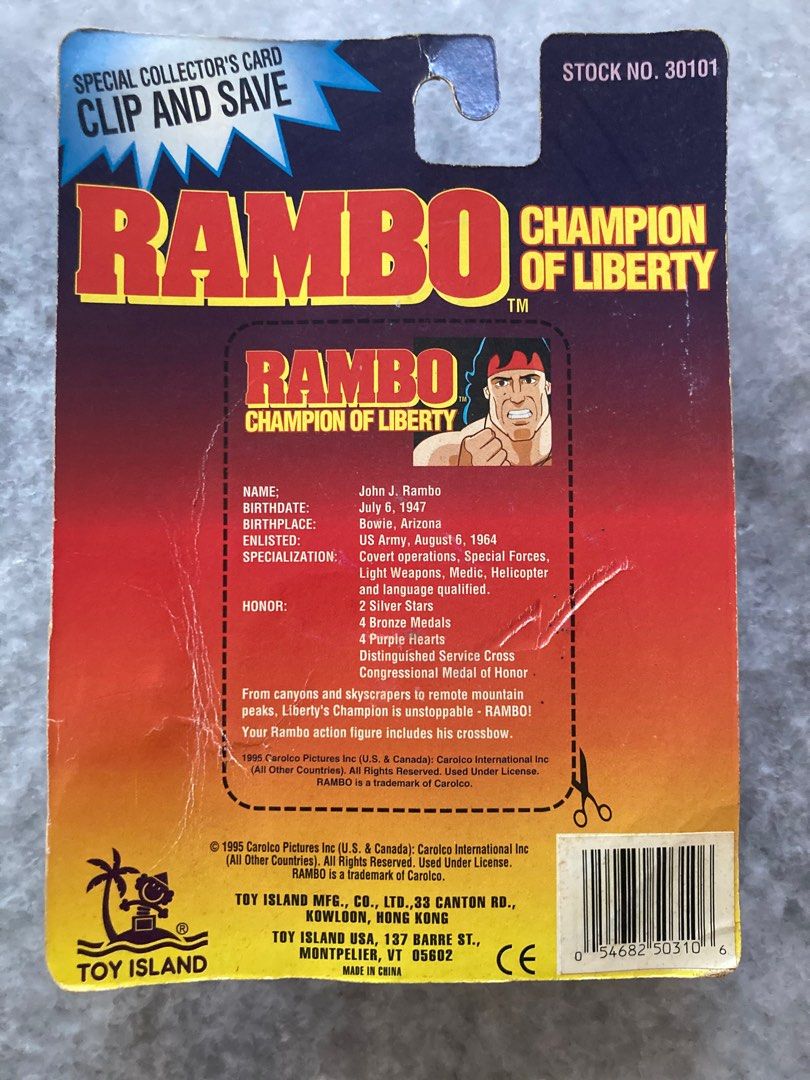 Toy Island Vintage Rambo Champion of Liberty Figure, Hobbies & Toys