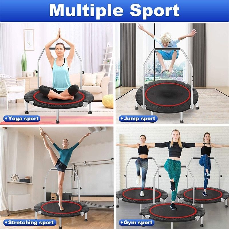 Trampoline 40 Inch Folding Exercise With Armrest Indoor Fitness