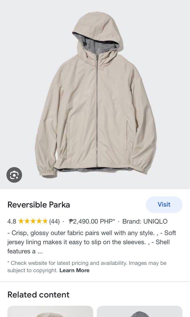 UNIQLO Reversible Parka Beige Men s Fashion Coats Jackets and