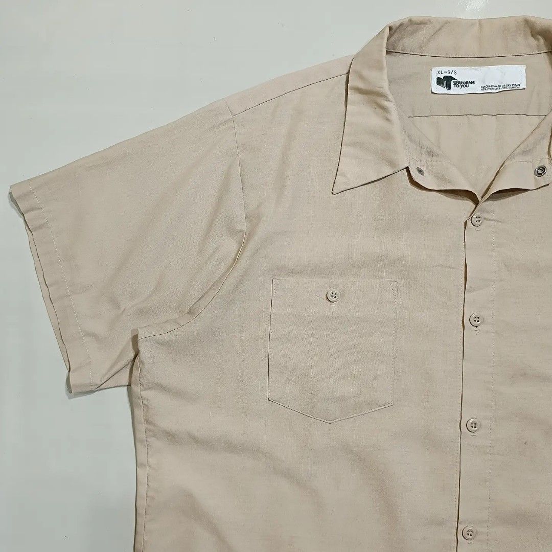 Vintage Uniforms To You Occupational Work Wear Short Sleeve Shirt. (Khaki) on Carousell
