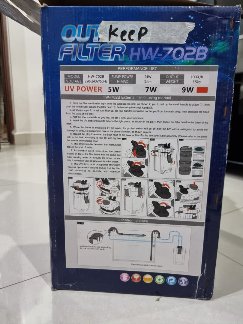 WATER FILTER (Category: Pitchers & Dispensers) located in Cebu City. Submitted by clarecasquejo (Listing ID 1245265455, Image 2). Description: - ULTRAVIOLET STERILIZATION - Big power and silent water pump - UV germicidal - Perfect filtration capability - Built-in pump - High efficiency of breeding nitro bacteria - Multi-layer full of various filter materials .
