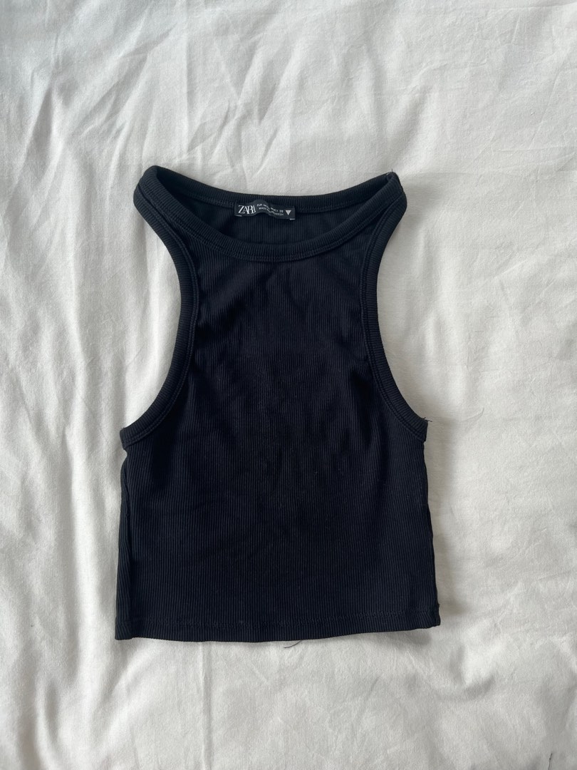 zara black crop tank, Women's Fashion, Tops, Sleeveless on Carousell