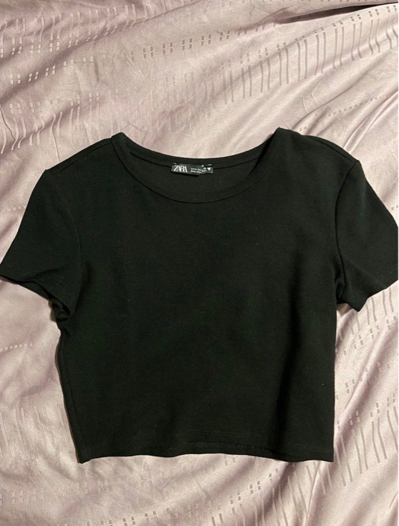 zara black crop top, Women's Fashion, Tops, Other Tops on Carousell