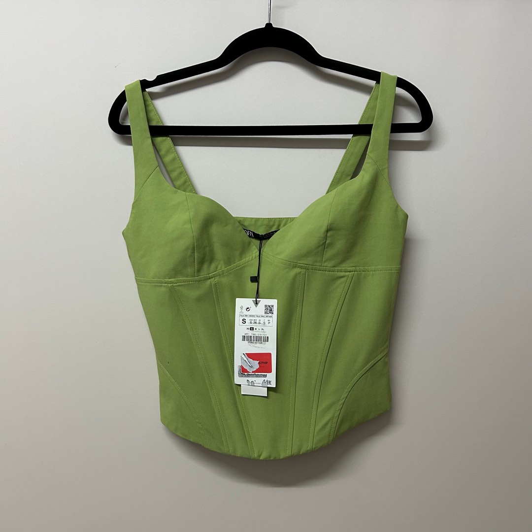 Zara green bustier corset top on Carousell