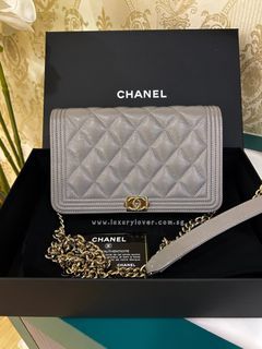 #30 LNIB Chanel Wallet On Chain WOC Grey Caviar Light GHW