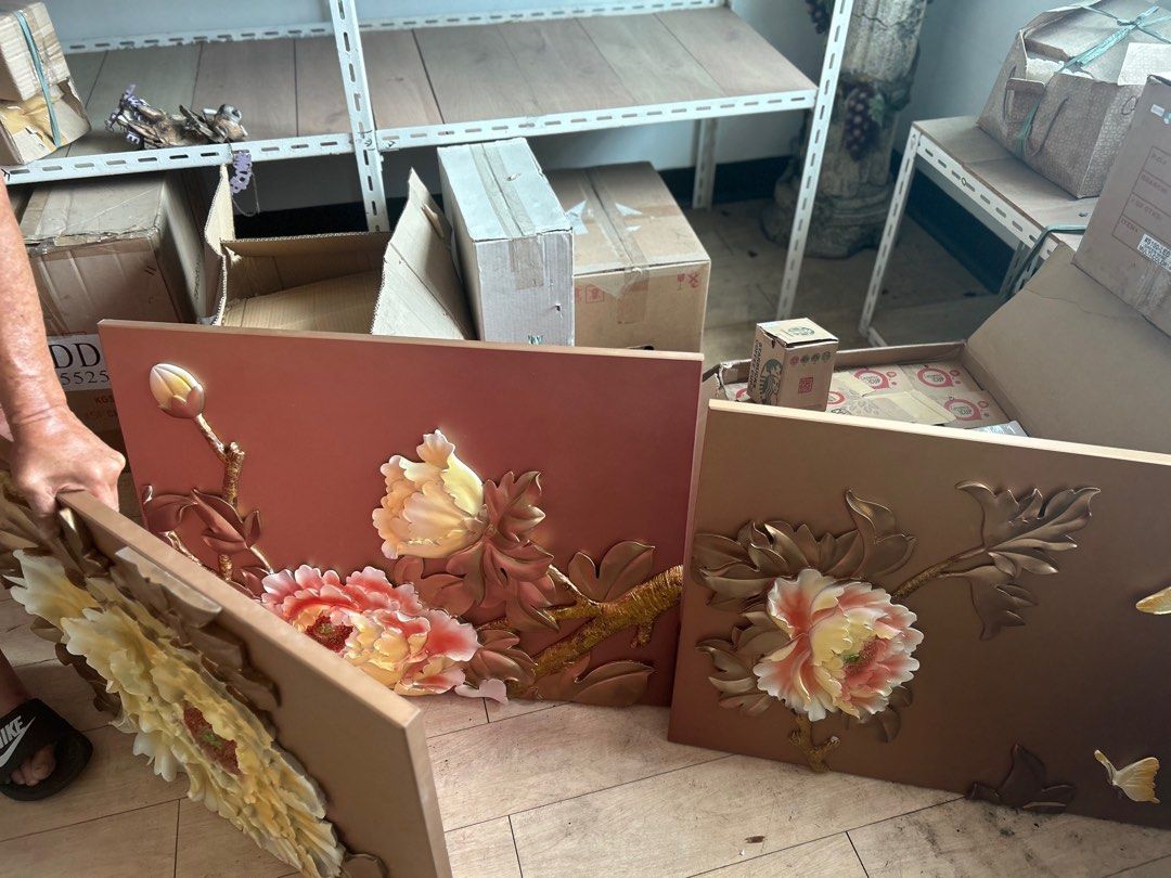 3 Panel Wall Decor (Flowers and Butterfly) (Category: Frames & Pictures) located in Manila. Submitted by cozzyessentialshopph (Listing ID 1245475203, Image 3). Description: 3 Panel wall decor ( Flower and Butterfly) Bronze color Made in PolyStone material Import from China Selling Price 10.3k Disc Price: 9.3k MOP: GCash, BDO, PNB, Maya MOD: all courier booking c/o the buyer or customer Option: Pick up at Diamond Plaza Building Besides Bambang Mar