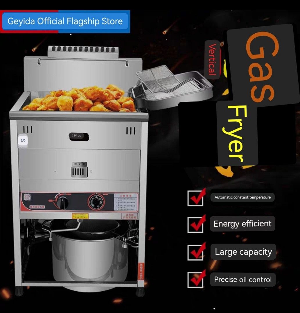 40 liters commercial fryer large capacity vertical gas fryer fried chicken chop fried string machine