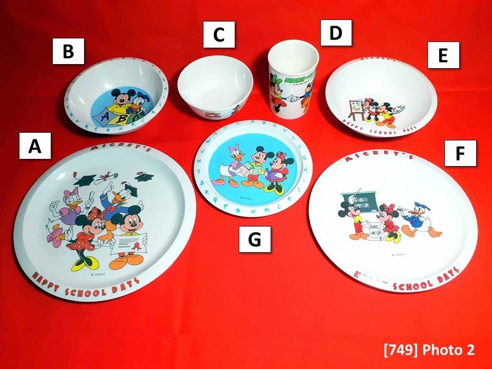 749 7 pcs set Disney Melamine Crockery set for Pre schoolers