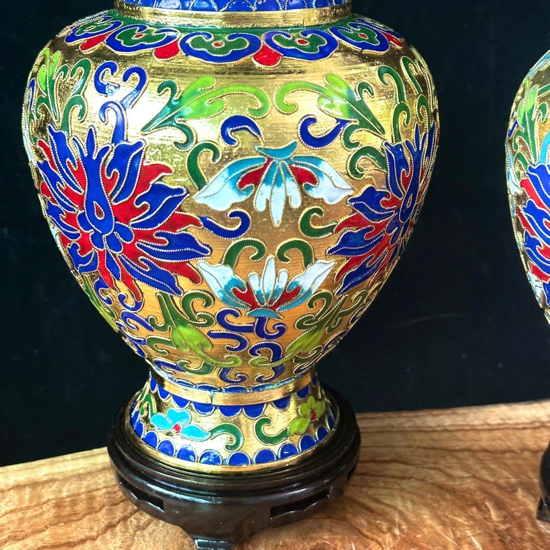 景泰藍花瓶一對景泰藍純銅花瓶琺瑯彩花瓶客廳擺件收藏精品收藏