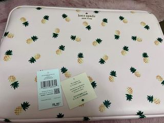 💯 Kate Spade Pineapple Print Universal 15" Laptop Sleeve • Pink Multi • 👉FINAL PRICE POSTED👈