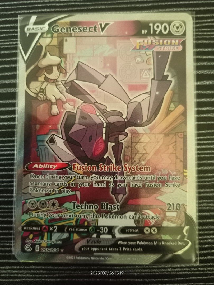 Pokemon Genesect V alternate art 255/264 Fusion Strike, Hobbies & Toys,  Toys & Games on Carousell