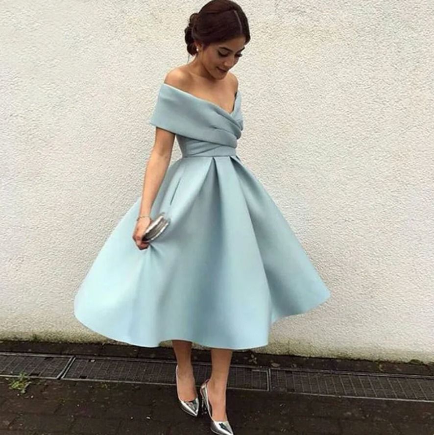 Baby Blue Prom Bridesmaid Wedding Party Dress