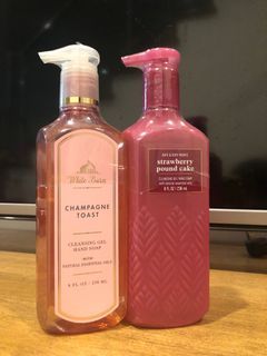 Bath and Body Works B1T1 Cleansing Gel Hand Soap Hand Wash Strawberry Pound Cake and Champagne Toast Set Bundle