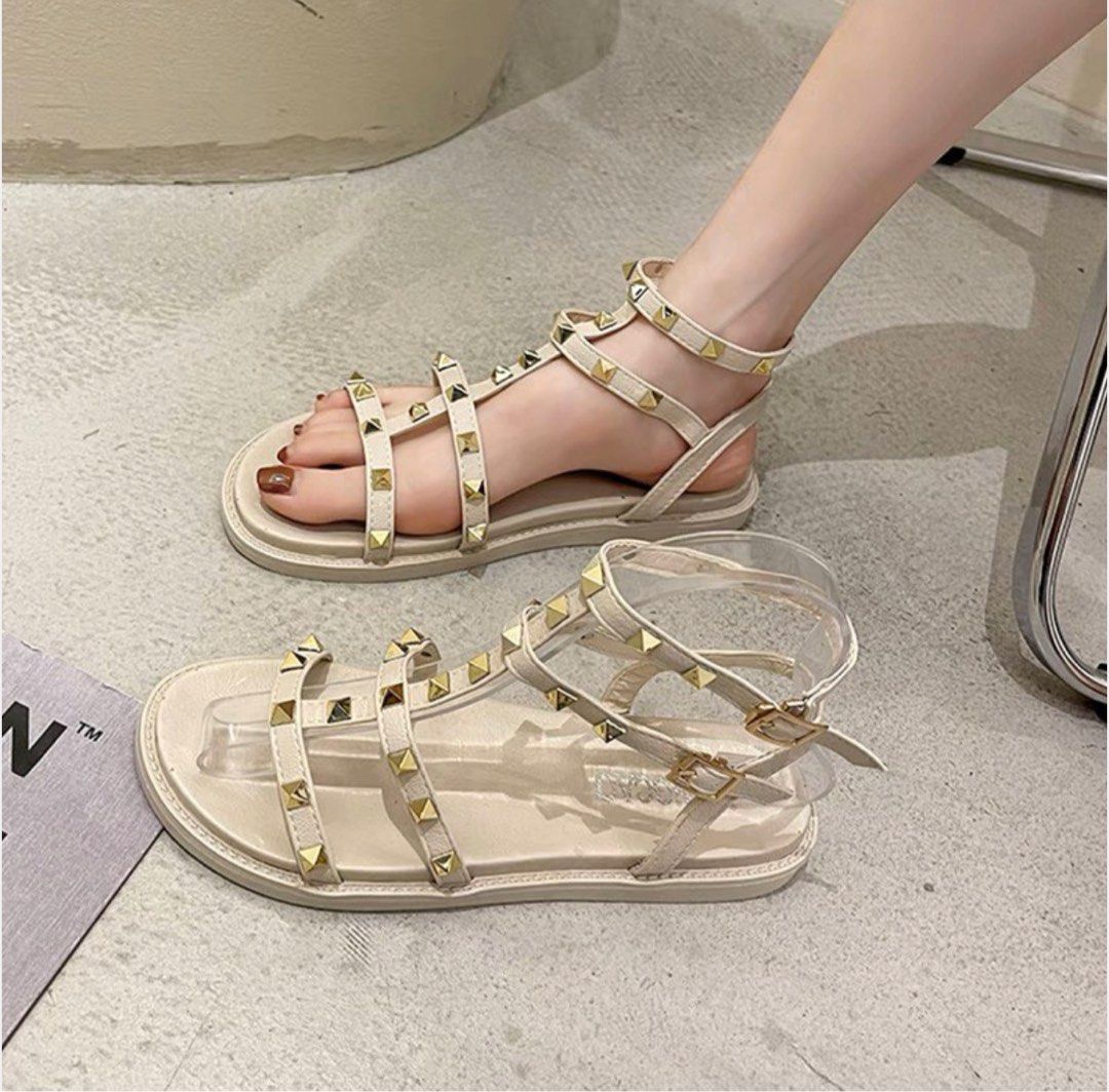 Gold outlet studded sandals