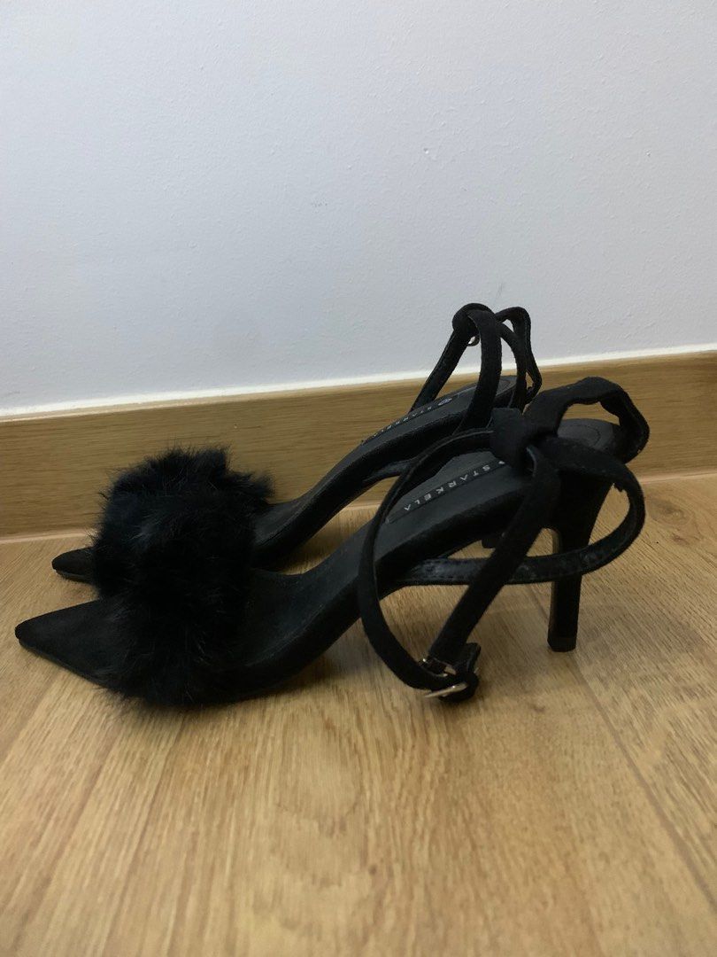 Furry cheap block heels