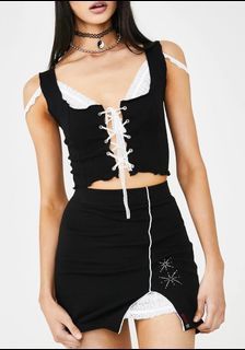 Black lace skirt set