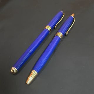 Blue and Gold Fountain Pen and Ball Point Pen Bundle