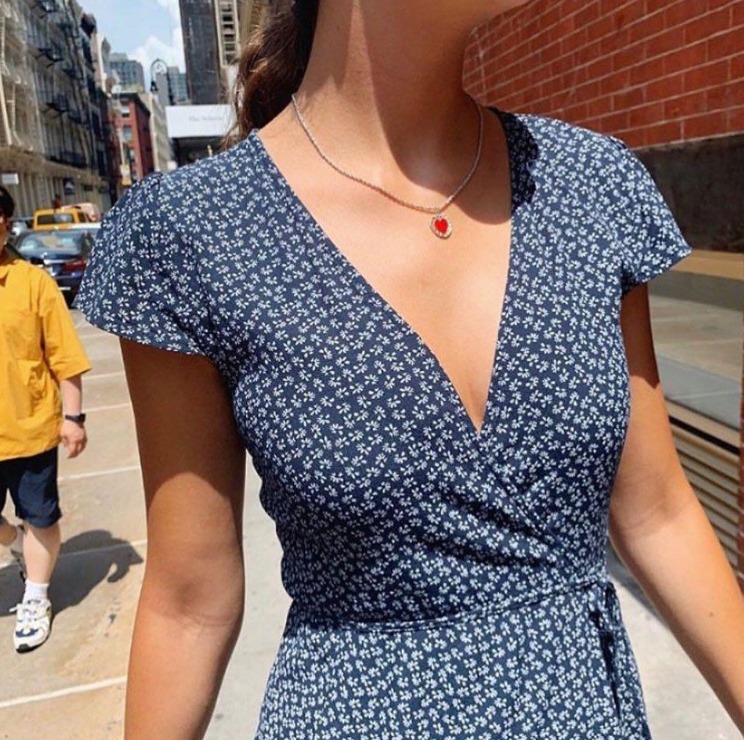 Brandy Melville Navy Floral Wrap Mini Dress Women s Fashion