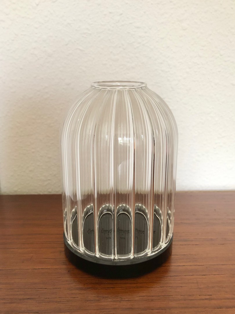 Diptyque Ribbed Candle holder glass dome, Furniture & Home Living, Home
